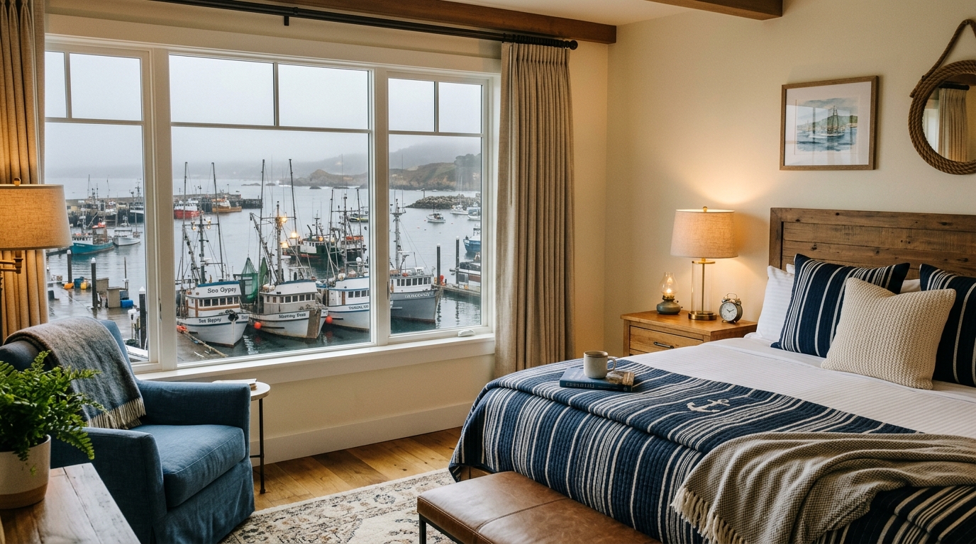 The Harbor Room - harbor view with fishing boats